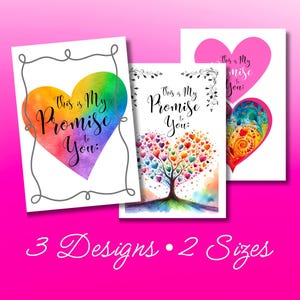 The Promise Poem Valentinstag Karte mit Regenbogen Herzen für Erwachsene Valentine Printable 3 Designs und 2 Größen + BONUS Umschlag Vorlage
