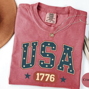Comfort Colors® Womens USA Est 1776 Shirt, 4th Of July Shirt, Independence Day Shirt, Fourth Of July Tee, Memorial Day Shirt,Patriotic Shirt