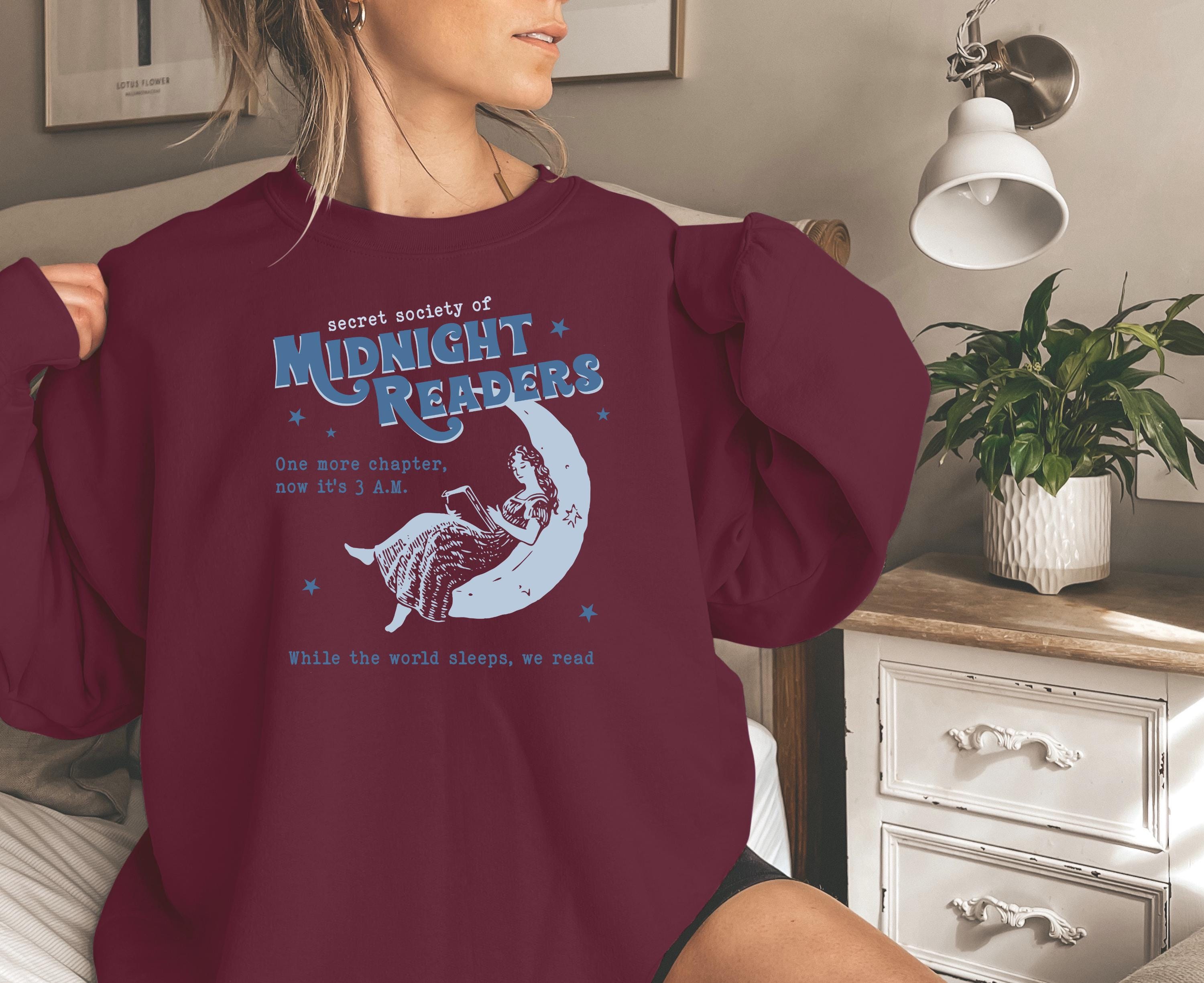 Late night readers book club gift reading sweatshirt or hoodie for night owl reader bookstagram booktok merch retro literary bookworm gift