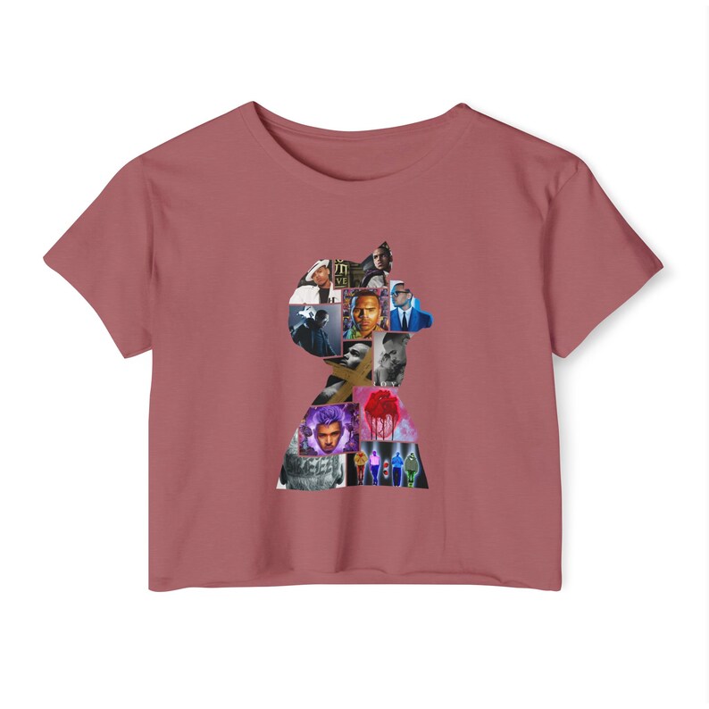 Chris Brown Album Collage Crop Top Shirt, World Tour Concert Merch image 9