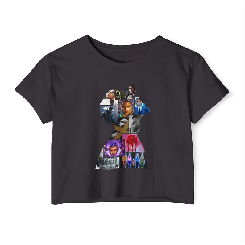 Chris Brown Album Collage Crop Top Shirt, World Tour Concert Merch image 2