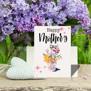 Cartão de Dia das Mães, Presente para a Mãe, Cartão de Saudação Sincero, Cartão Floral para a Mãe, Cartão Sentimental, Melhor Presente para a Mãe, Cartão para Imprimir