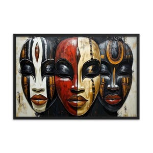 African Mask Art – Tribal Faces Painting in Traditional African Style, Cultural Wall Décor