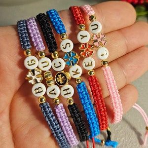 Personalized Macrame Name Bracelet: Custom Beaded Jewelry