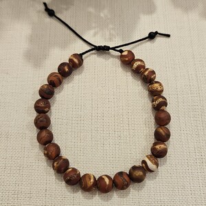 Tibetan Agate Beaded Bracelet: Handmade Natural Stone Jewelry
