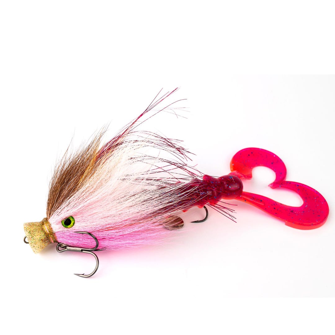 Pink Rattle Lures Handmade PINKY Fishing Lure – Feathered Pink & White Body, Silicone ...