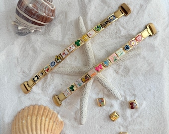 Custom Fitbit Luxe Watch Band, Gold Italian Charms Fitbit Watch Bands, Cute Fitbit Watch Luxe bands for Women