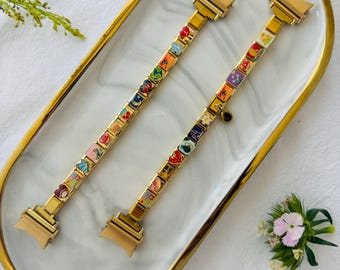 Galaxy 4/5/6/7/8/9 Gold Italian Charms watch Bands, Sam Sung Galaxy 8 Watch Bracelet, Galaxy Metal watch Strap for women