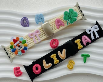 Custom Iron-on patches Bohemian Apple Watch Band, Custom Patch Apple Watch Band Bracelet for Women, Nylon Breathable Sport Watch Strap