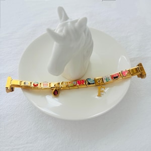 Gold Italian Charm Bracelet FitBit Inspire 2/3 Watch Band, Custom FitBit Watch Bands replacement, Fitbit Watch bands for Women