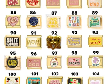 Words Italian Charms, 9mm for Italian Charm Bracelet, You Choose Custom Y2K Italian Charm