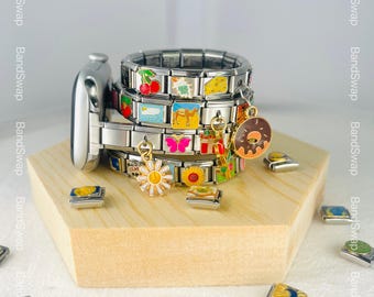 Italian Charm Bracelet Smart Watch Band, Custom Apple Watch Charm Bracelet, Custom Apple Watch Band Bracelet for Women