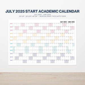 Juli 2025 - Juni 2026 Akademischer Wandkalender: Mid-Year Planer