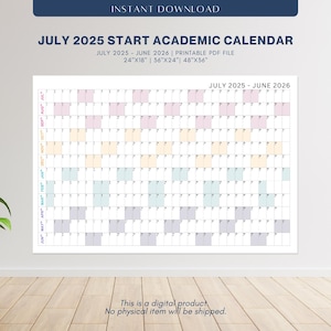 Akademischer Wandkalender 2025-2026: Juli Start (Digitaler Download)