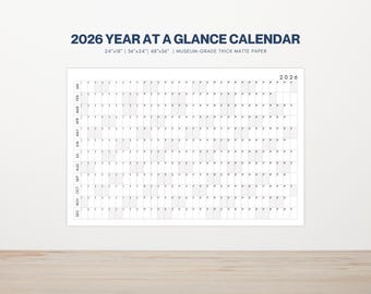 Large Wall Year at A Glance Calendar 2025, 2026, or 2027 | Start on Any ...