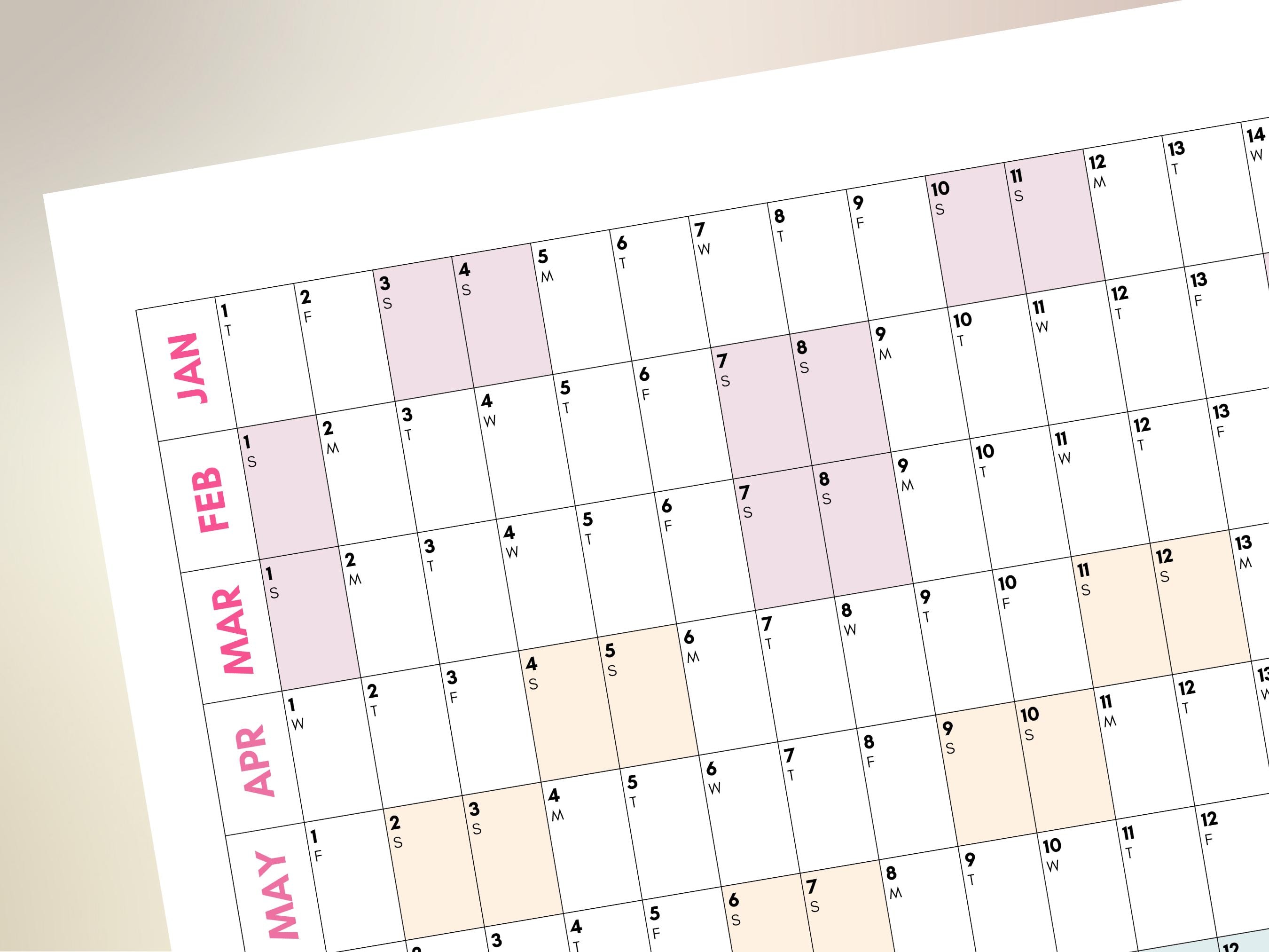 2026 Year at a Glance Calendar Large 2026 Calendar 2026 Wall