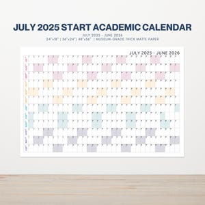 Juli 2025 - Juni 2026 Akademischer Wandkalender: Mid-Year Planer