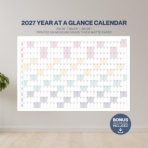 2027 Wall Calendar: Large Yearly Planner, Pastel Colors