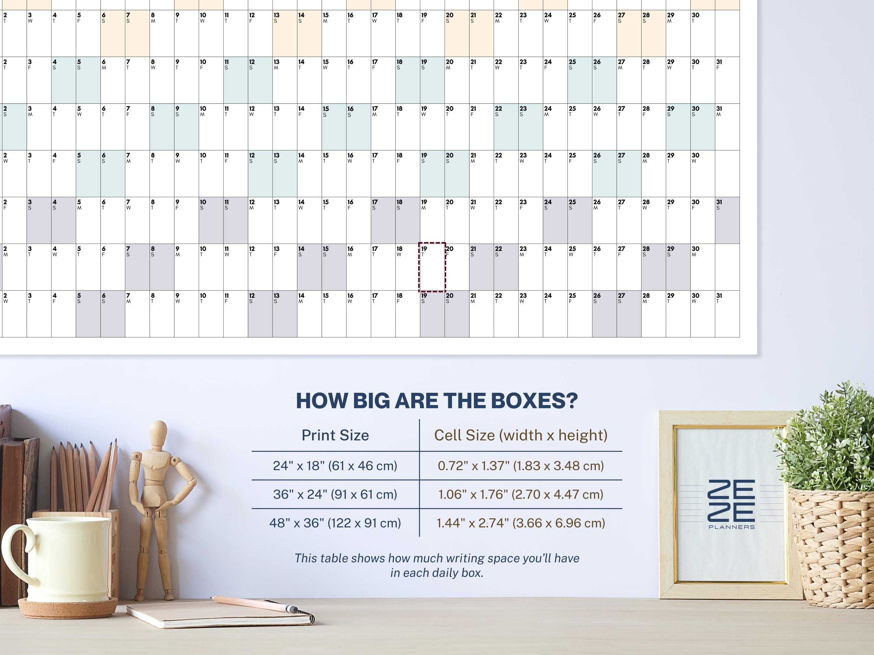 2025, 2026 Wandkalender Jahresplaner Großformat, Jahresübersicht, Wochenplan, Tagesplaner
