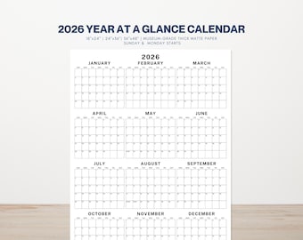 2026 Wall Calendar: Large Portrait Year At-A-Glance Planner