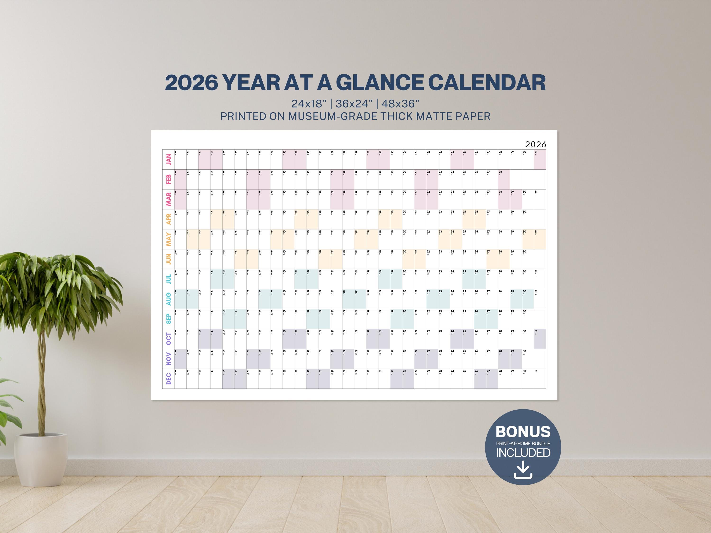 2026 Kalender | Jaarkalender voor aan de Muur | 12 Maanden 2026 Planner Poster Gevouwen Voor Thuis Woonkamer School Kantoor Decoratie Gezin Vrienden Studenten Docenten 43 Bij 58 Centimeter