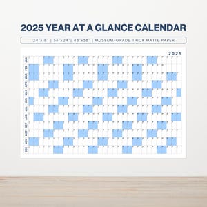2025 Year at a Glance Calendar | Large 2025 Calendar | 2025 Wall Planner | Annual Organizer | Blue Yearly Calendar | Year 2025 Planner