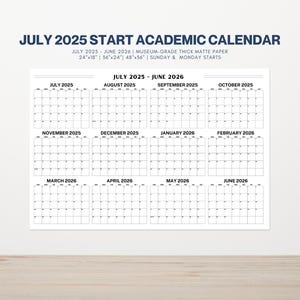 Akademischer Wandkalender 2025-2026: Juli-Start, Großes Querformat