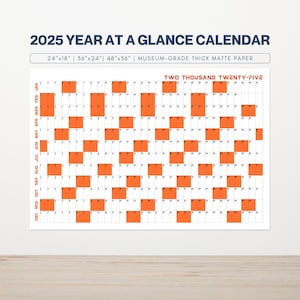 2025 Year at a Glance Calendar | Large 2025 Calendar | 2025 Wall Planner | Annual Organizer | Futuristic Themed Orange Yearly Calendar