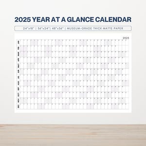 2025 Year at a Glance Calendar | Large 2025 Calendar | Minimalist 2025 Wall Planner | Annual Organizer | Year Planner | 24x18, 36x24, 48x36