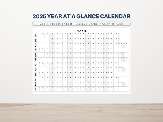 2025 Yearly Wall Calendar Planner - Large 52x74cm Desktop Schedule Organizer With Stickers