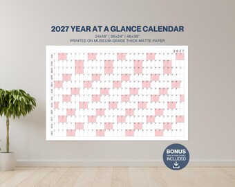 Pink 2027 Wall Calendar | Large Year-at-a-Glance Annual Planner