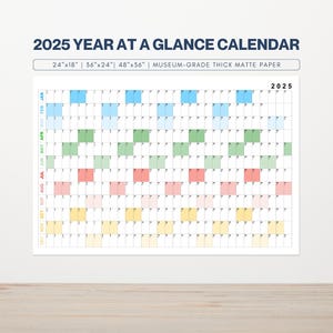 2025 Year at a Glance Calendar | Large 2025 Calendar | 2025 Wall Planner | Annual Organizer | 12 Colors Calendar | Year 2025 Planner