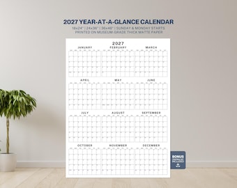 2027 Wall Calendar: Large Vertical Year At-A-Glance Planner