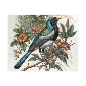 Charming Magpie Cardboard Puzzle - 1000 Piece Eco-Friendly Jigsaw for Adults & Kids | Stunning Wildlife Art Puzzle Gift
