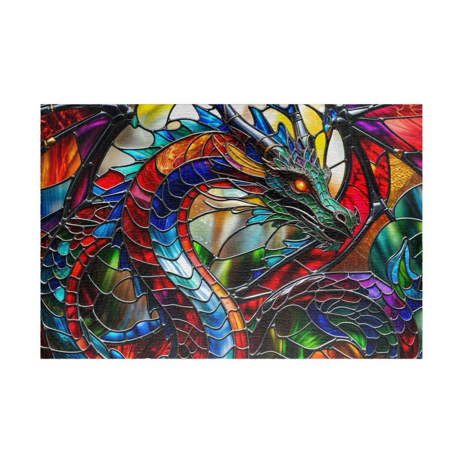 Crystal Dragon Jigsaw Puzzle: Colorful Brain Teaser - Etsy