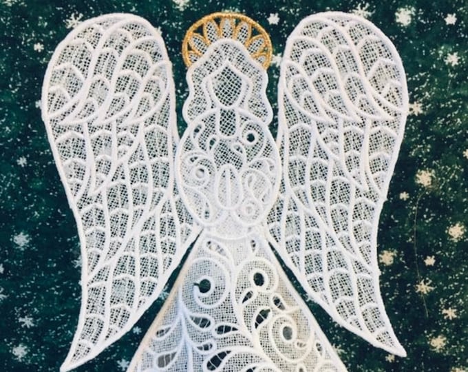 Hope Lace Angel Christmas Tree Topper with Gold Halo
