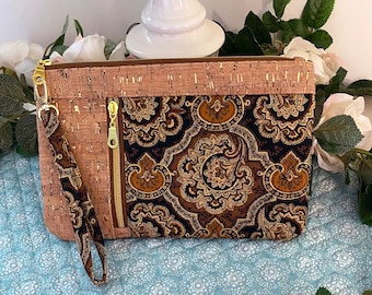 Cork Baroque Design Clutch Purse