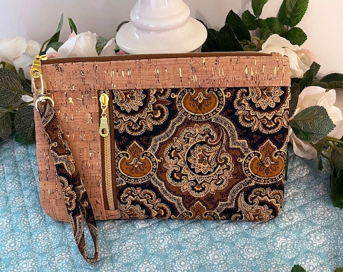 Cork Baroque Design Clutch Purse