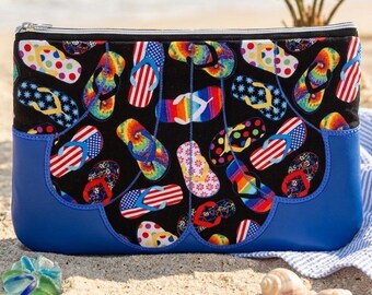 Flip Flops Lined Seaside Makeup Bag