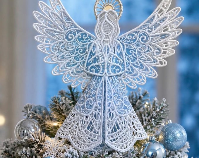 Frozen Lace Angel Christmas Tree Topper