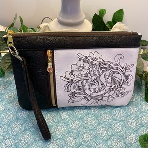 Vinyl Tooled Western Purse