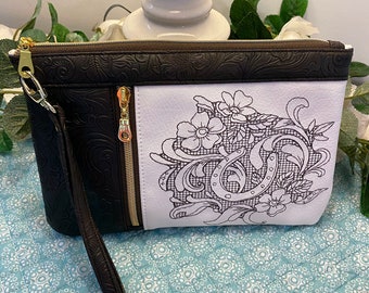 Vinyl Tooled Western Purse