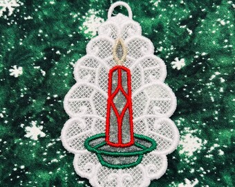 Christmas Candle Lace Ornament