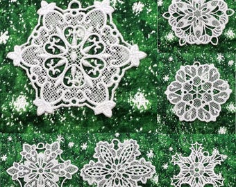 Set of 6 Lace Snowflake Ornaments