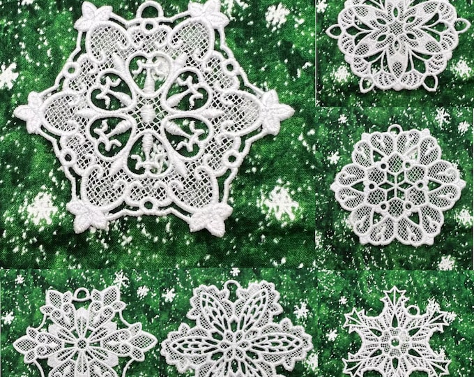 Set of 6 Lace Snowflake Ornaments