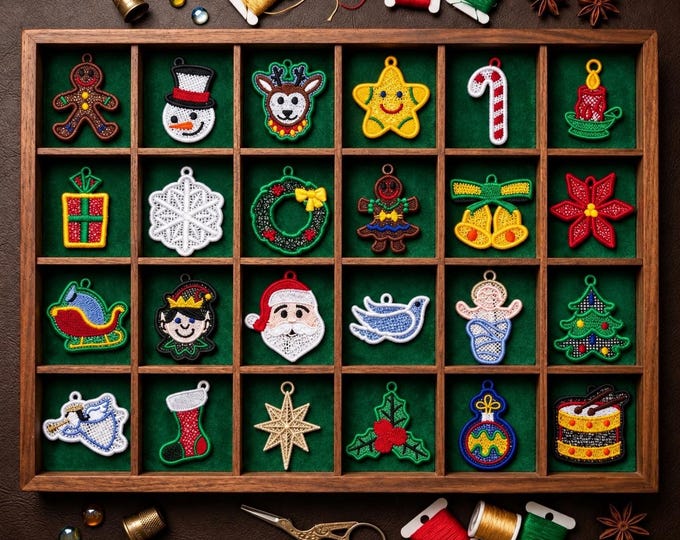 Christmas Miniature Advent Ornaments with Baby Jesus - set of 24