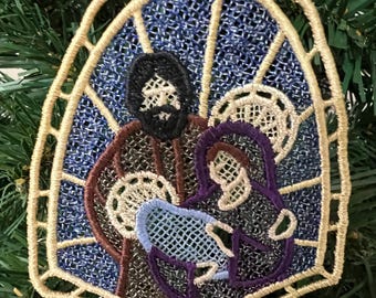 Holy Family Nativity Lace Ornament
