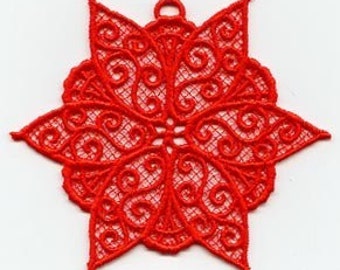 Red Poinsettia Lace Ornament