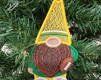 Football Team Gnome Ornament Green & Gold/Yellow