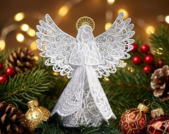 Sparkling Lace Angel Christmas Tree Topper